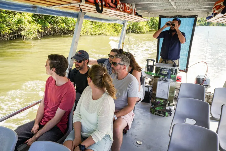 Daintree River Wildlife Cruising looking for crocodiles with Daintree Discovery Tours