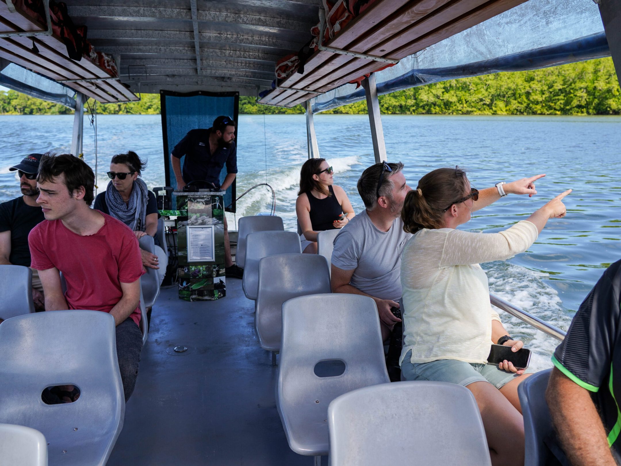 Spotting wildlife on board the Daintree River Wildlife Cruise with Daintree Discovery Tours